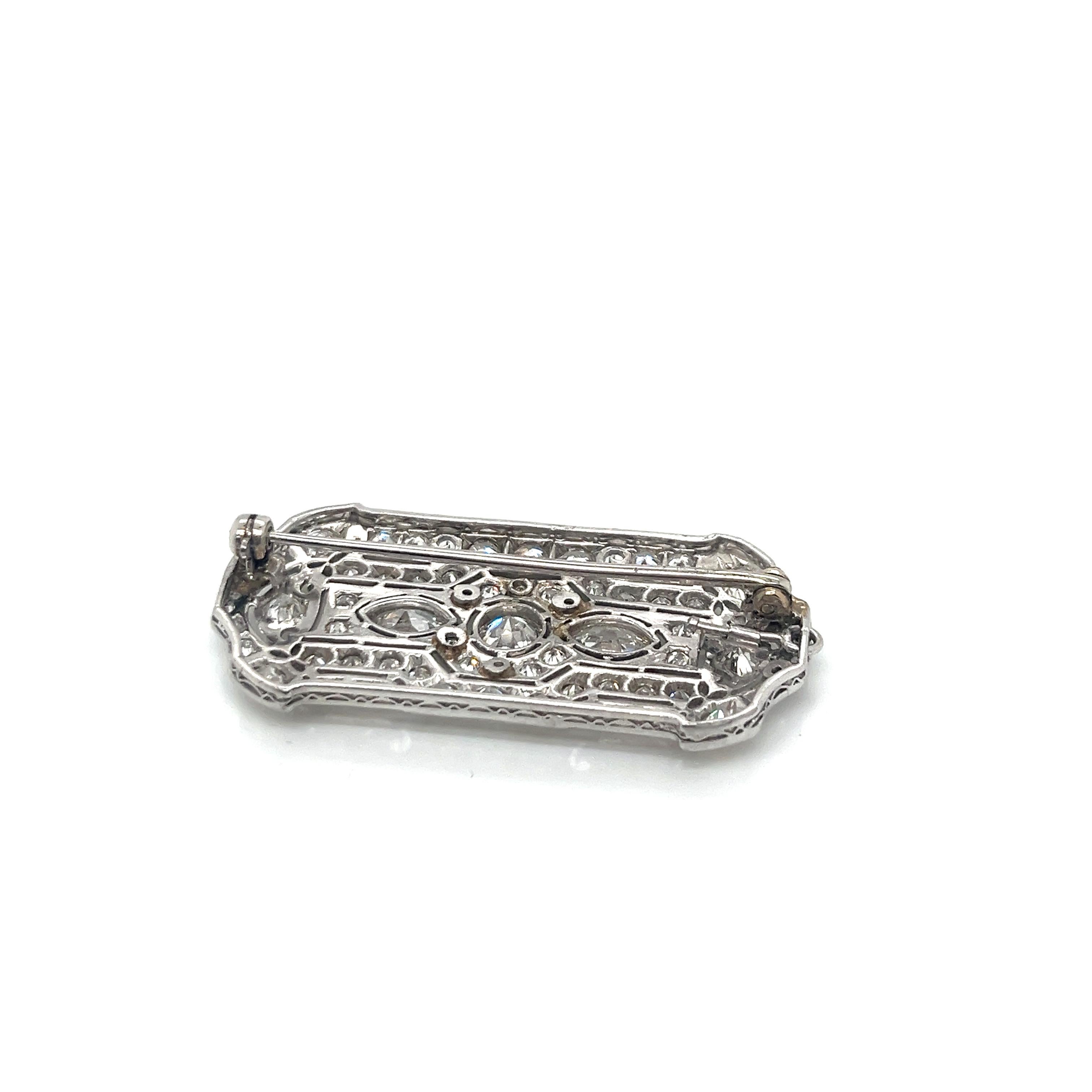 Exquisite Vintage Art Deco Platinum Diamond Brooch/Pendant 4.85ct Total Weight For Sale 2