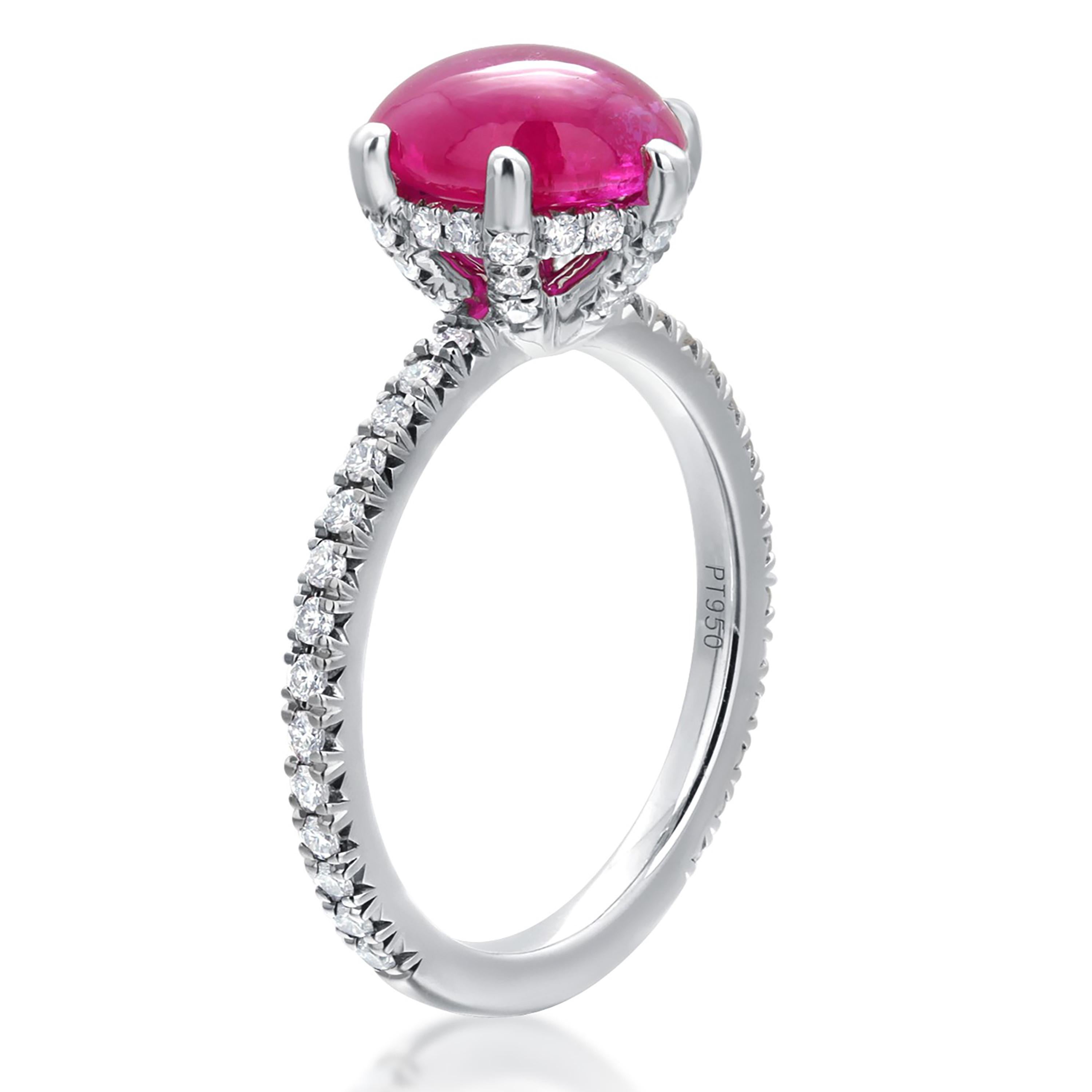 Exquisite Vintage Blauer Nile Platin Diamant und Rubin 2,75 Karat Verlobungsring im Angebot 3