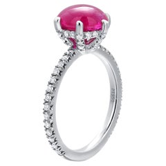 Exquisite Vintage Blue Nile Platinum Diamond and Ruby 2.75 Carat Engagement Ring