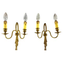 Exquisite Vintage Bronze Wall Sconces with Candles, Set of 2