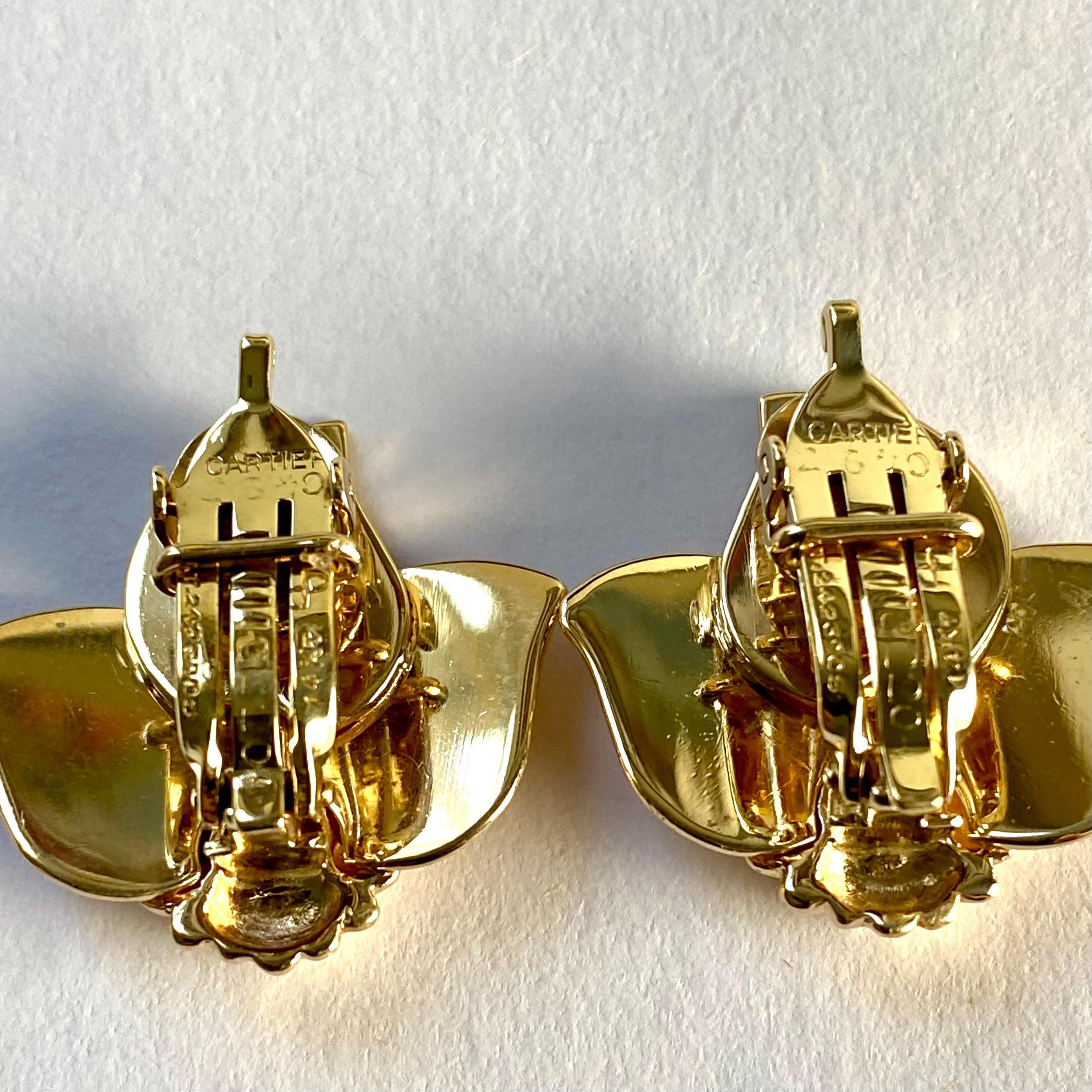 Women's Exquisite Vintage Cartier 14K Gold 'Lotus' Clip Earrings A Timeless Investment