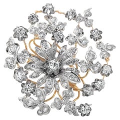 Exquisite Vintage Diamond Brooch Old European 1.95 Carats 2 Inch Width Diamonds