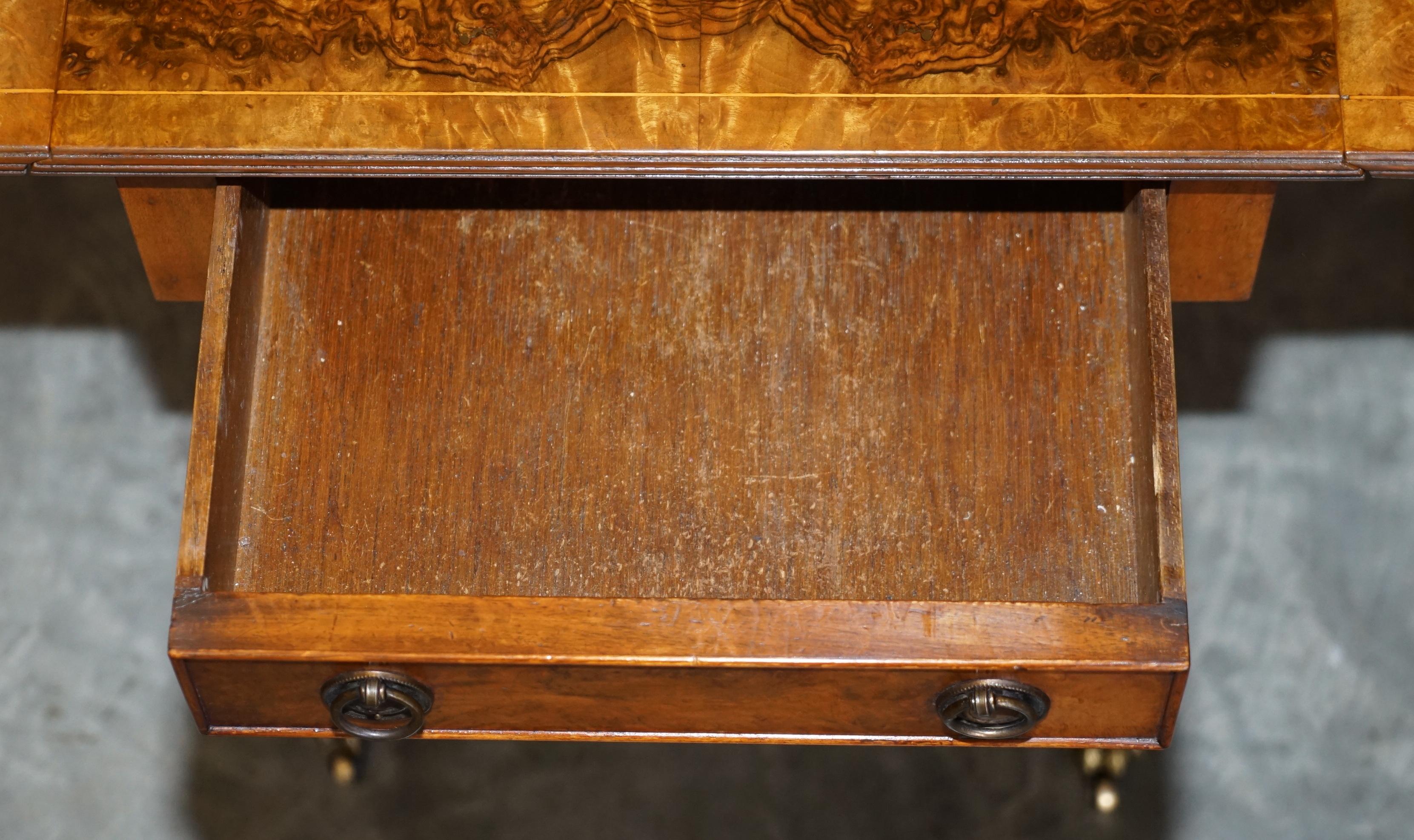 Exquisite Vintage Extending Burr, Burl & Quarter Cut Walnut Side End Lamp Table 13