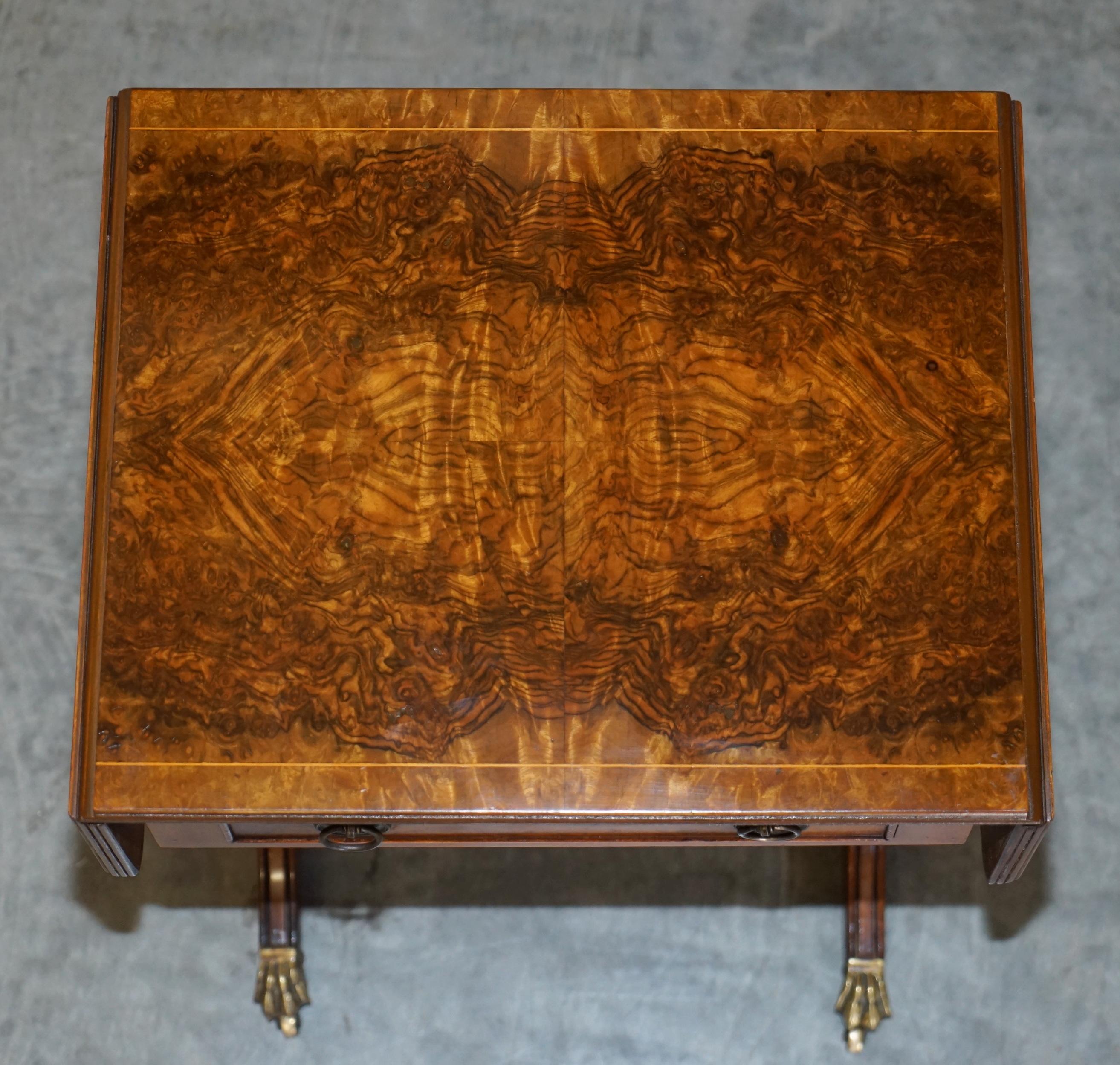 20th Century Exquisite Vintage Extending Burr, Burl & Quarter Cut Walnut Side End Lamp Table