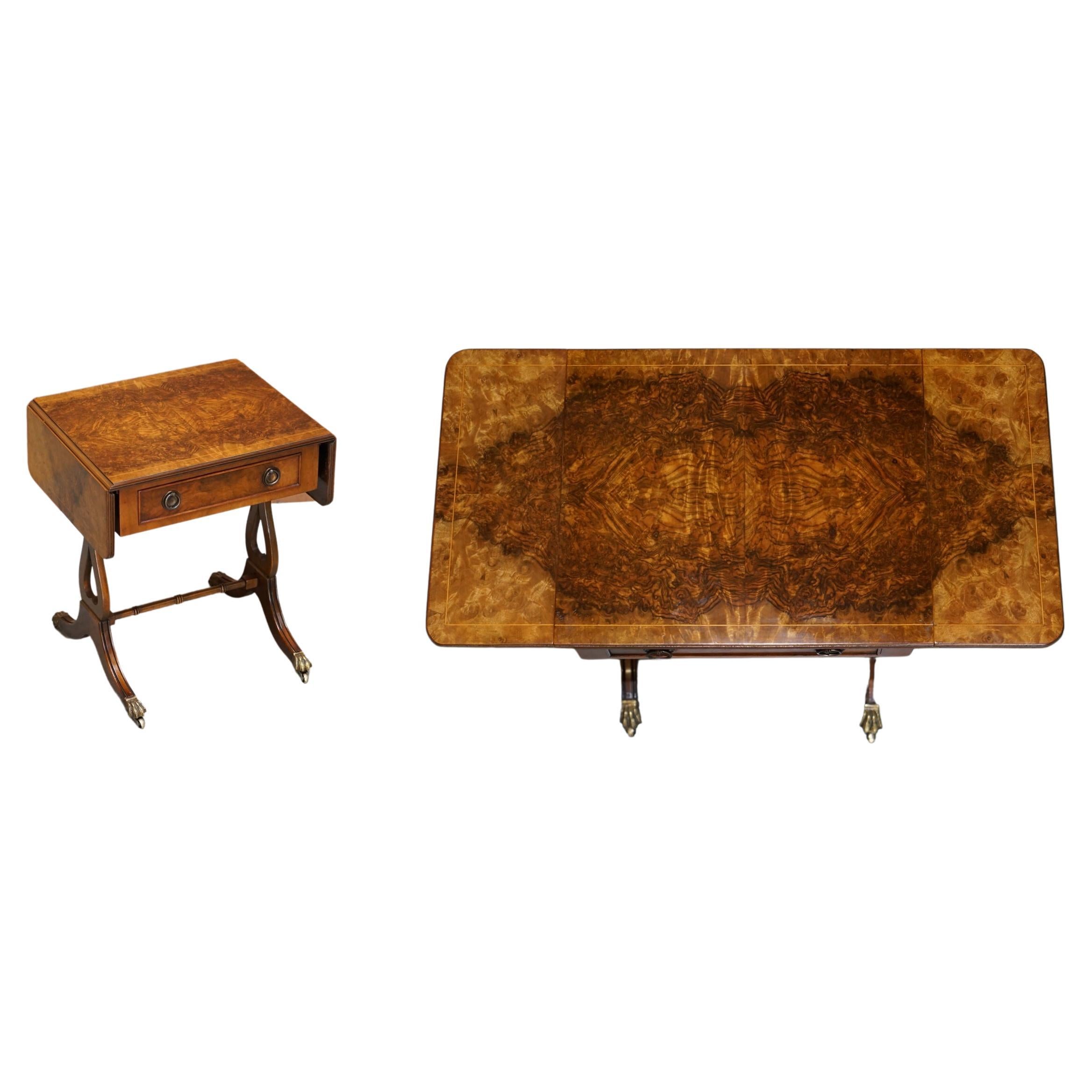 Exquisite Vintage Extending Burr, Burl & Quarter Cut Walnut Side End Lamp Table