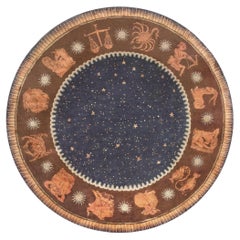Splendido tappeto vintage francese in stile Art Déco, con motivi astratti color avorio, di Paul Follot