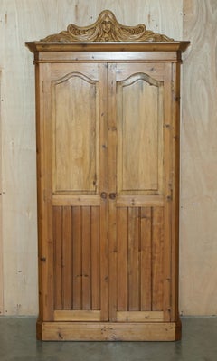 EXQUISITE ViNTAGE HAND CARVED ART NOUVEAU PINE WARDROBE NUDE NYMPHS INSIDE