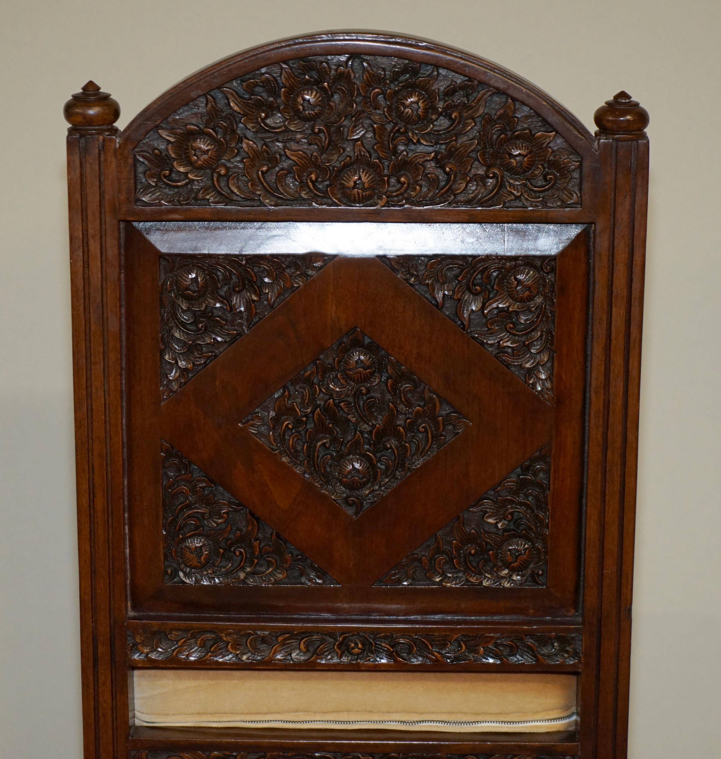 EXQUISITE VINTAGE HAND CARVED HARDWOOD ANGLO INDIAN SET OF EIGHT DINING CHAIRs 6