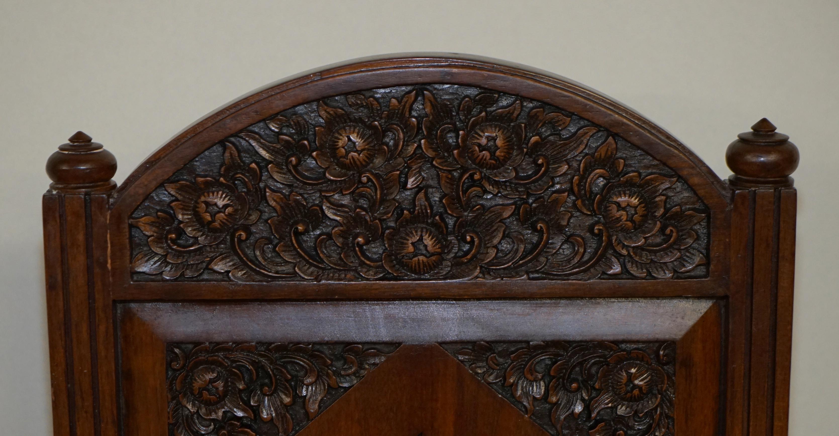 Hand-Crafted EXQUISITE VINTAGE HAND CARVED HARDWOOD ANGLO INDIAN SET OF EIGHT DINING CHAIRs