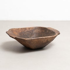 Exquisito cuenco vintage italiano de madera - Elegancia rústica de principios del siglo XX