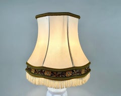 Vintage L.Seiler French Opaline Crystal Table Lamp with Fabric Shade
