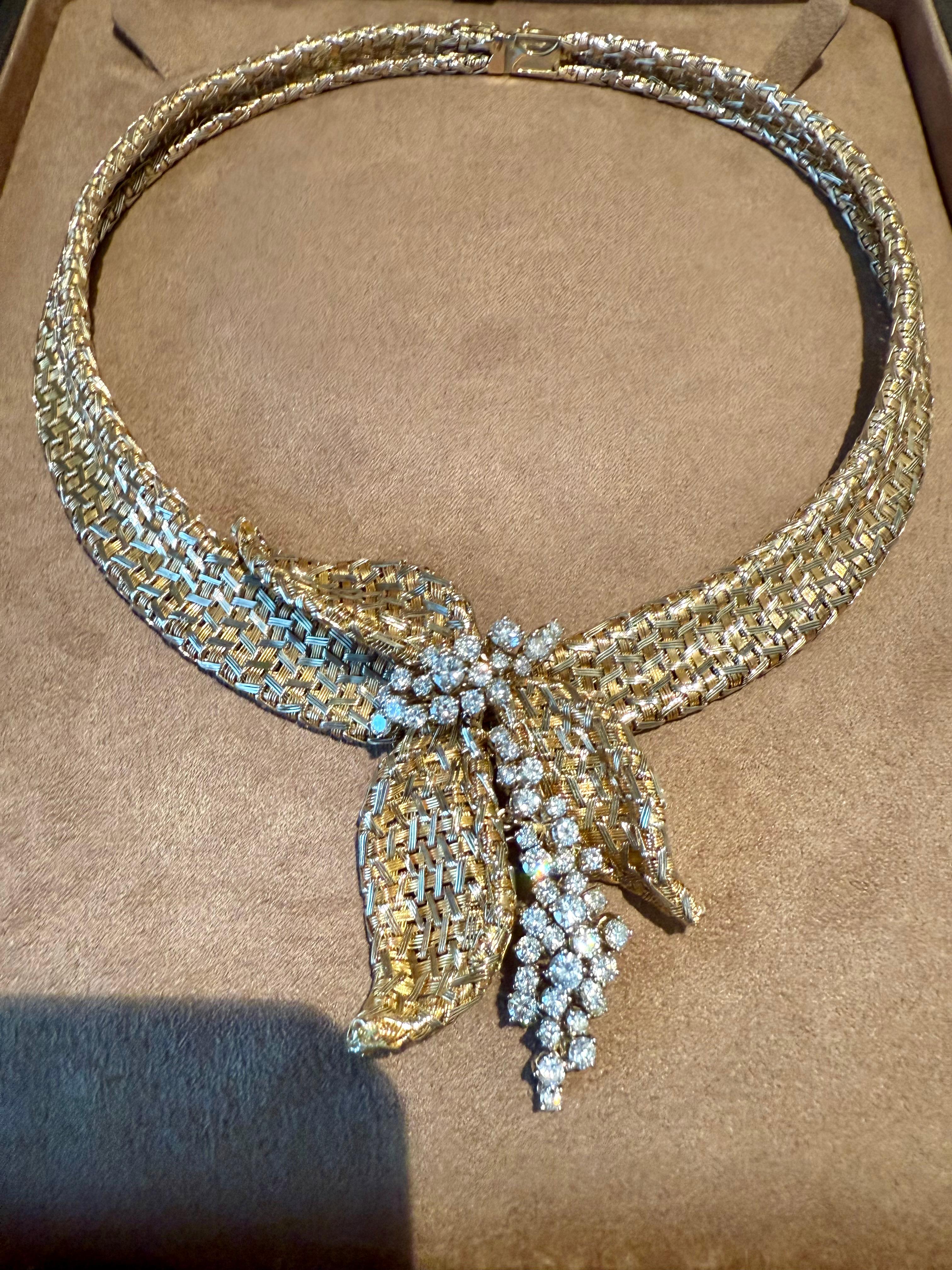 Squisita collana Vintage Mesh Gold Diamond di Meiser Zurich in vendita 5