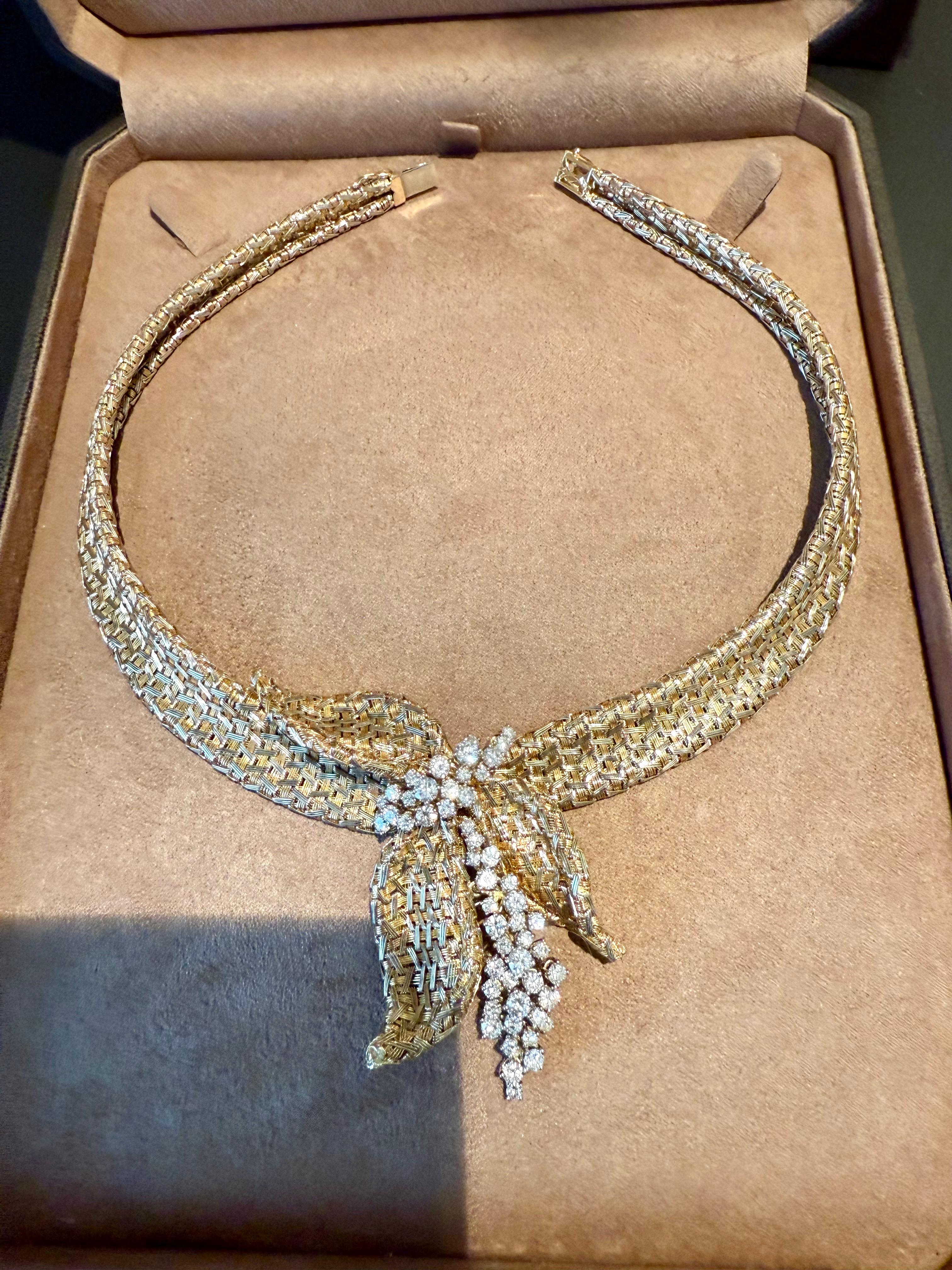 Squisita collana Vintage Mesh Gold Diamond di Meiser Zurich in vendita 6