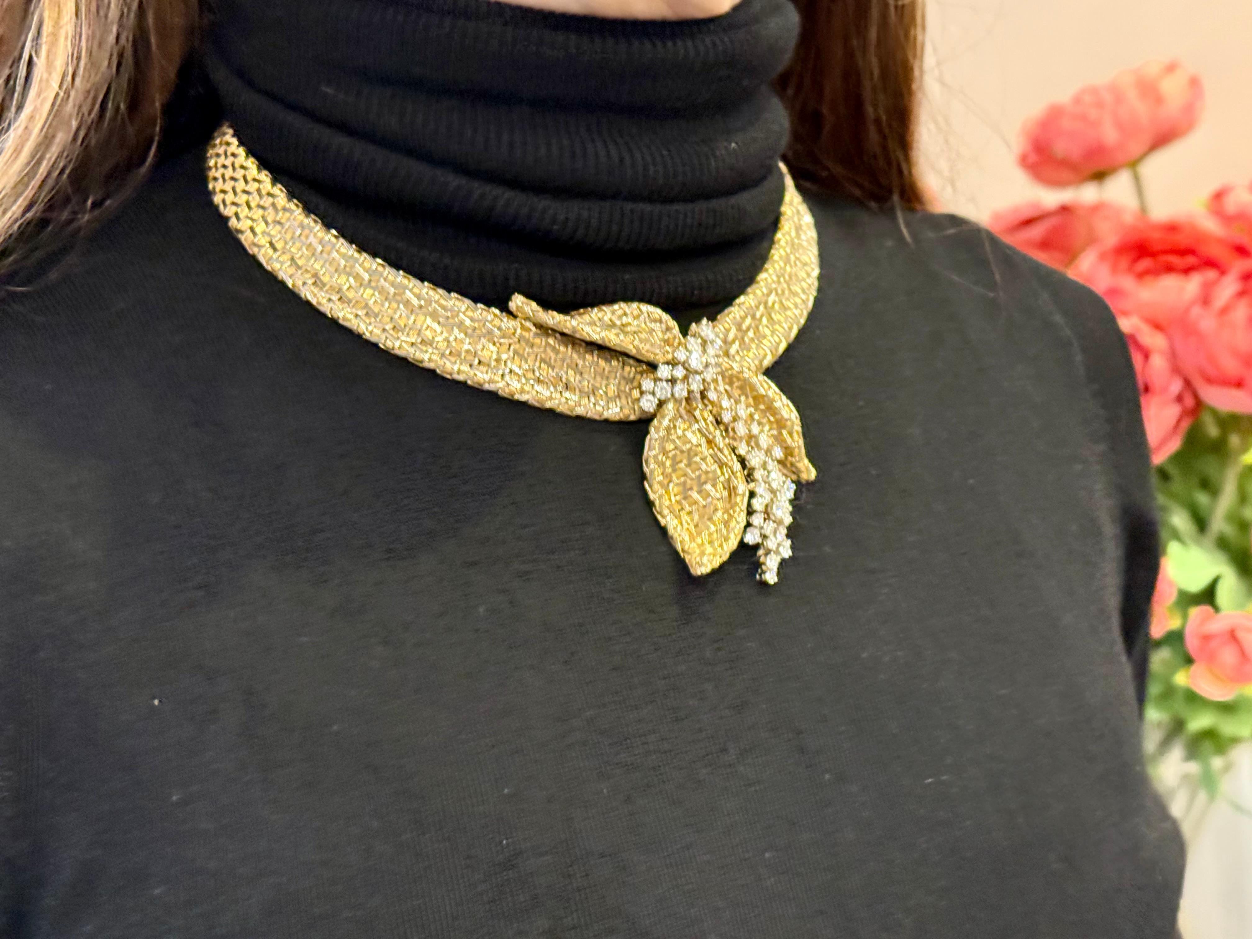 Donna Squisita collana Vintage Mesh Gold Diamond di Meiser Zurich in vendita