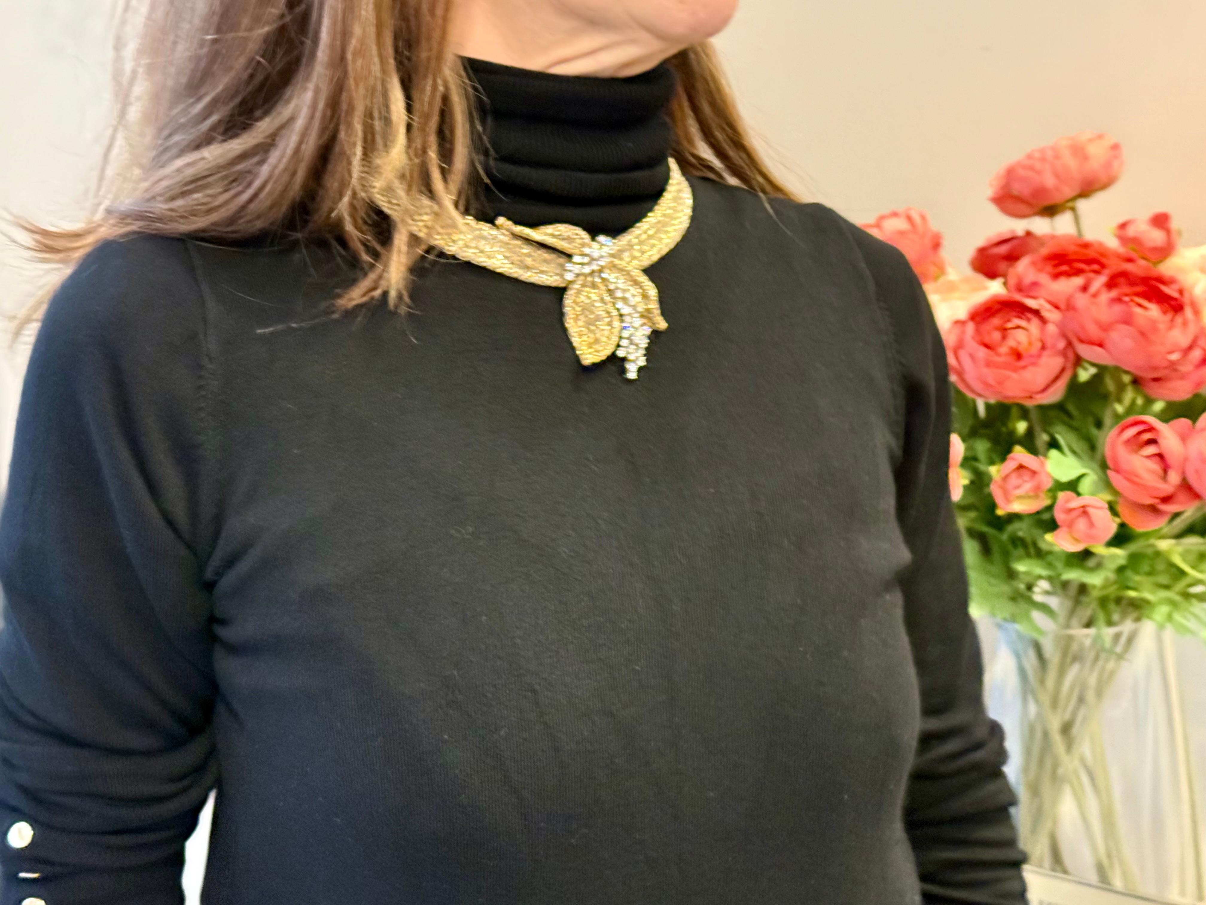 Squisita collana Vintage Mesh Gold Diamond di Meiser Zurich in vendita 1