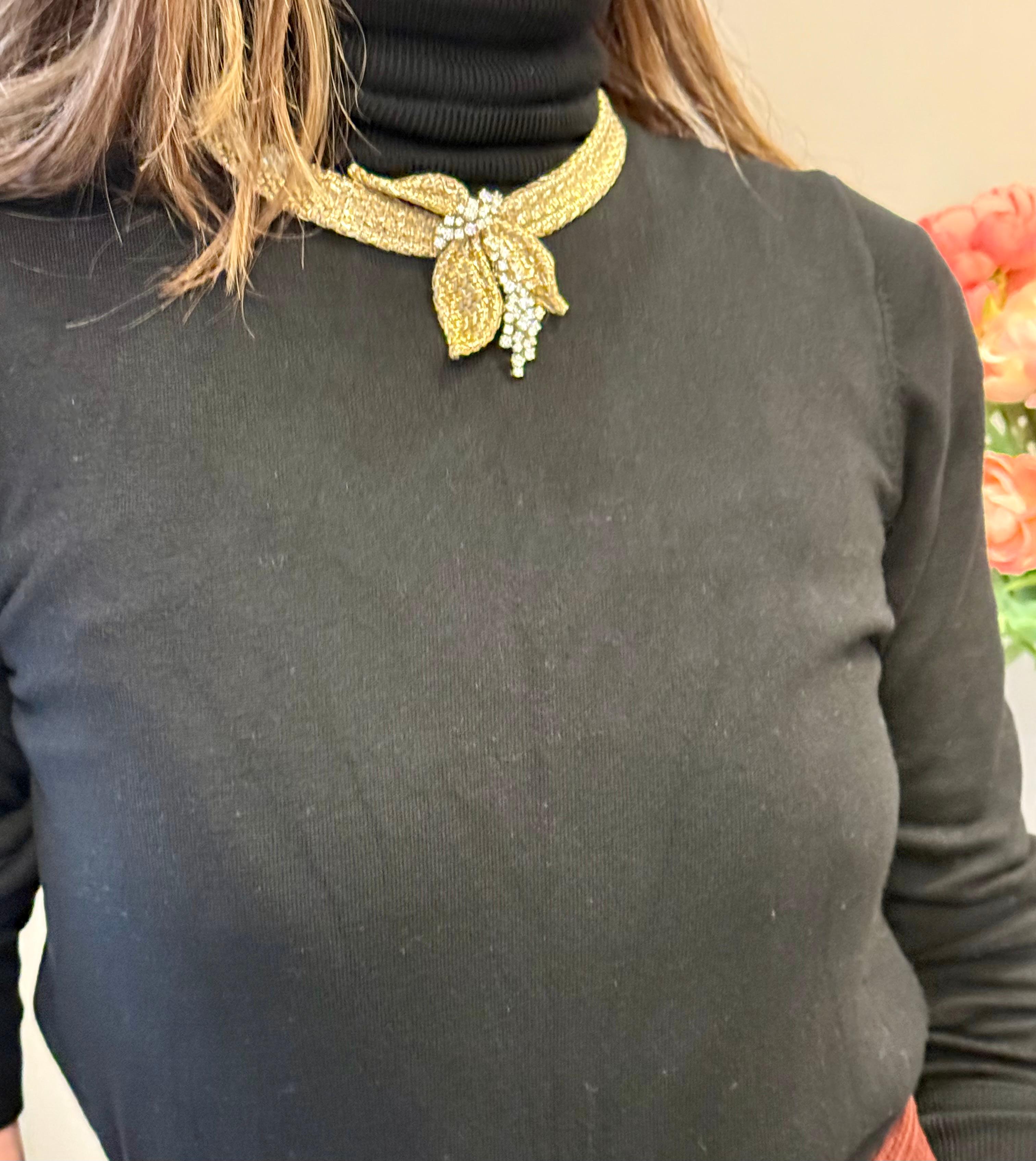 Squisita collana Vintage Mesh Gold Diamond di Meiser Zurich in vendita 2