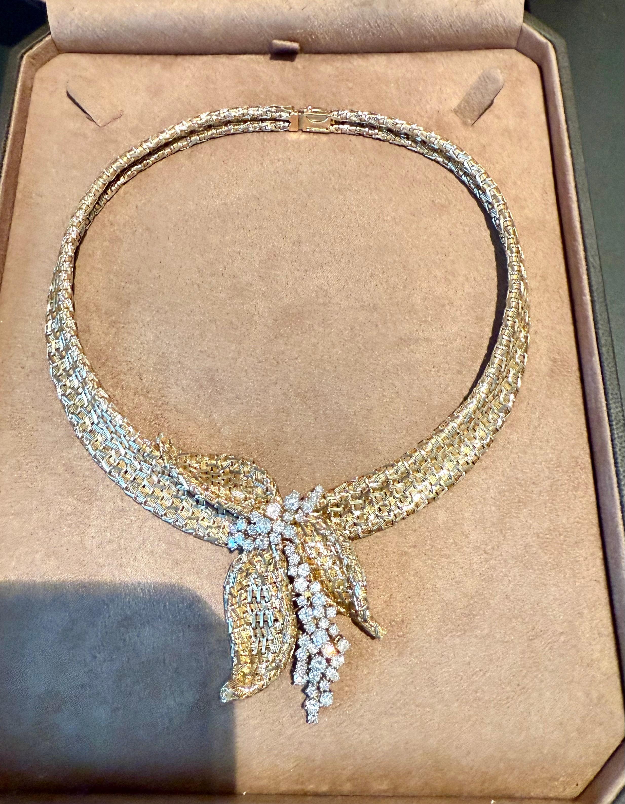 Squisita collana Vintage Mesh Gold Diamond di Meiser Zurich in vendita 3