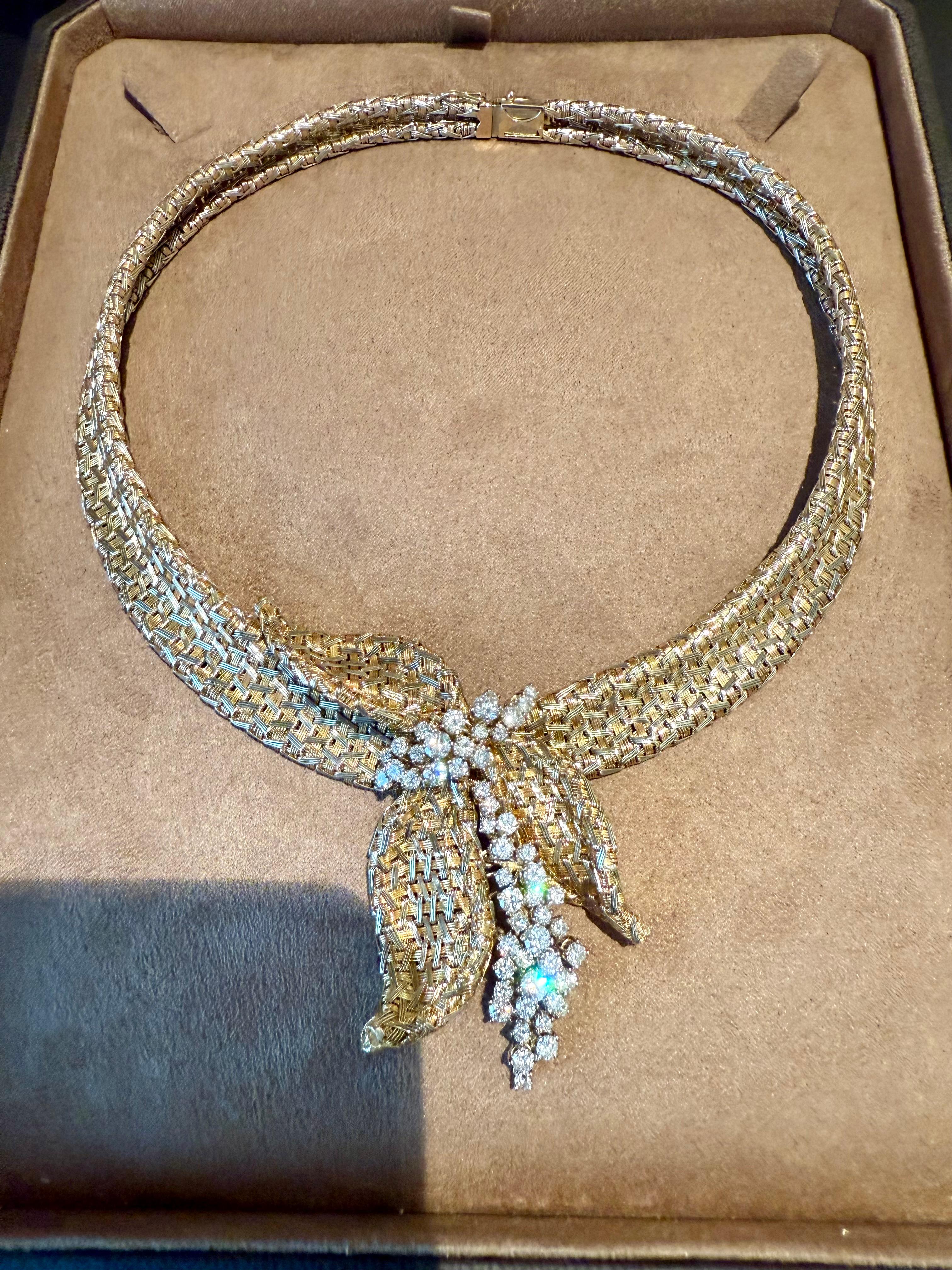 Squisita collana Vintage Mesh Gold Diamond di Meiser Zurich in vendita 4