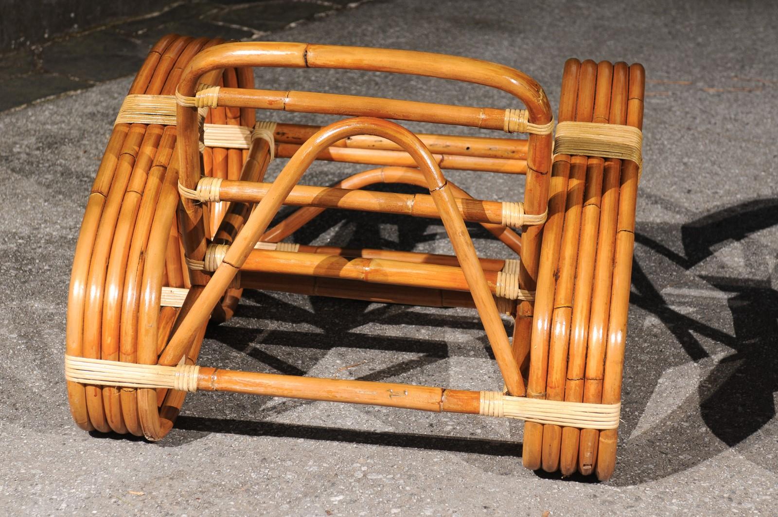 Exquisite Vintage Paul Frankl Style 5-Strand Rattan Cane Art Deco Club Chairs For Sale 6