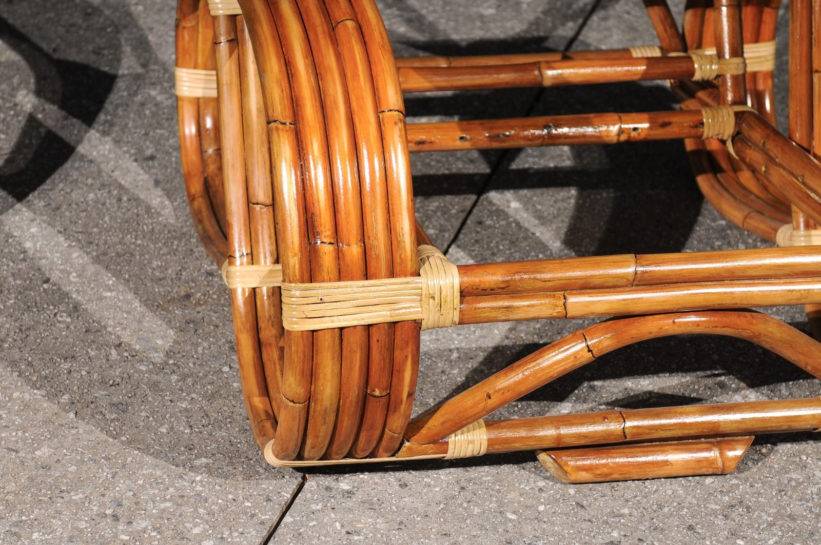 Exquisite Vintage Paul Frankl Style 5-Strand Rattan Cane Art Deco Club Chairs For Sale 12