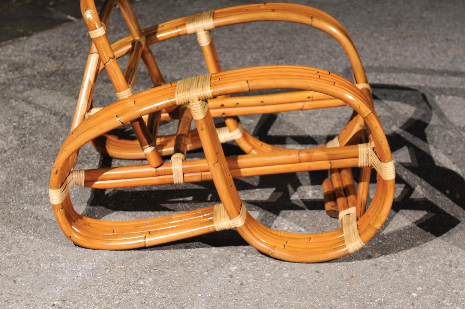Mid-20th Century Exquisite Vintage Paul Frankl Style 5-Strand Rattan Cane Art Deco Club Chairs For Sale