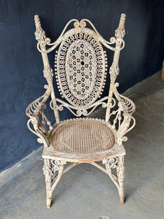 Exquisite Vintage Peacock Style Cane And Wicker Statement Chair