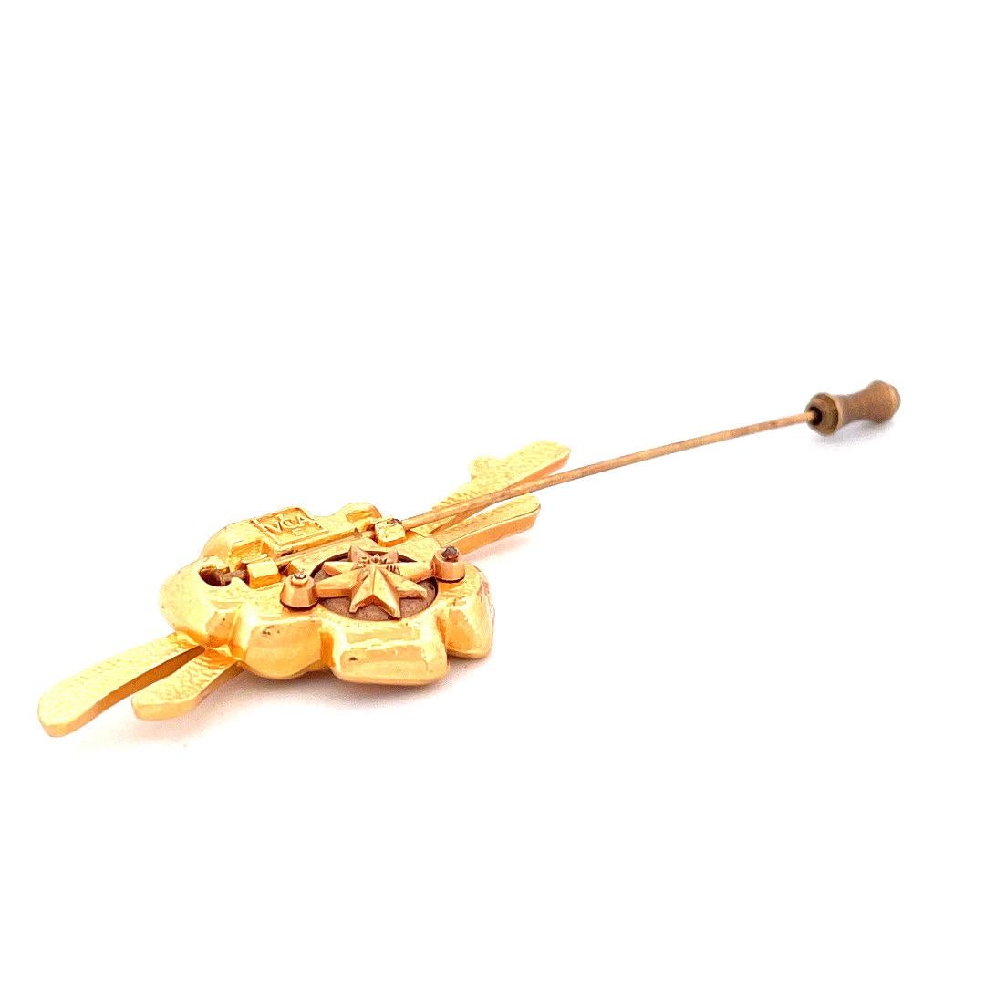 Art Deco Exquisite Vintage Van Cleef & Arpels Vermeil Metal Pin Brooch For Sale