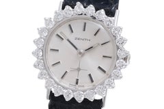 Exquisite Vintage ZENITH 18K Weißgold & Diamant Cocktail Uhr - Schweizer Luxus