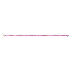 Exquisite Vivide Pink Sapphire Tennis Bracelet in 18k White Gold