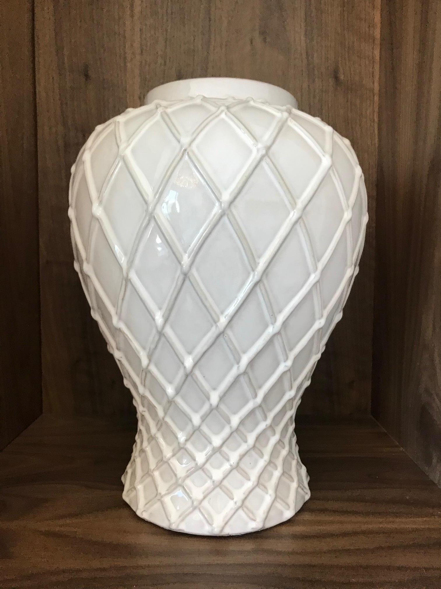 white urn vase