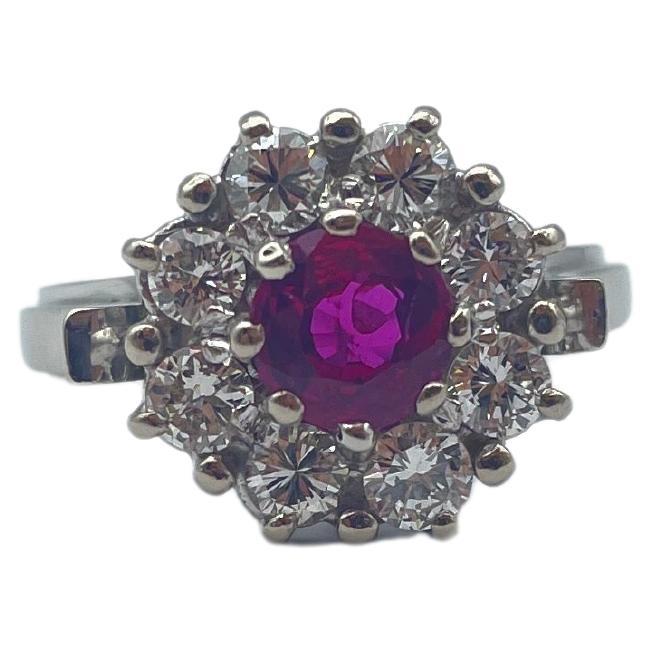 Exquisite White Gold Ring: A Radiant Rubellite Gemstone Embraced by Brilliant For Sale 4