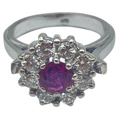 Exquisite White Gold Ring: A Radiant Rubellite Gemstone Embraced by Brilliant
