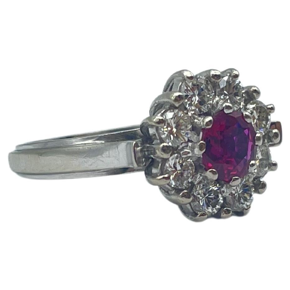 Brilliant Cut Exquisite White Gold Ring: A Radiant Rubellite Gemstone Embraced by Brilliant For Sale