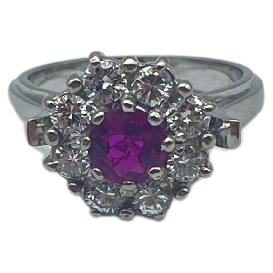Exquisite White Gold Ring: A Radiant Rubellite Gemstone Embraced by Brilliant For Sale 2
