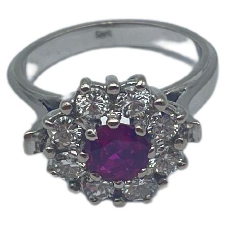 Exquisite White Gold Ring: A Radiant Rubellite Gemstone Embraced by Brilliant For Sale 3