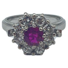 Exquisite White Gold Ring: A Radiant Rubellite Gemstone Embraced by Brilliant
