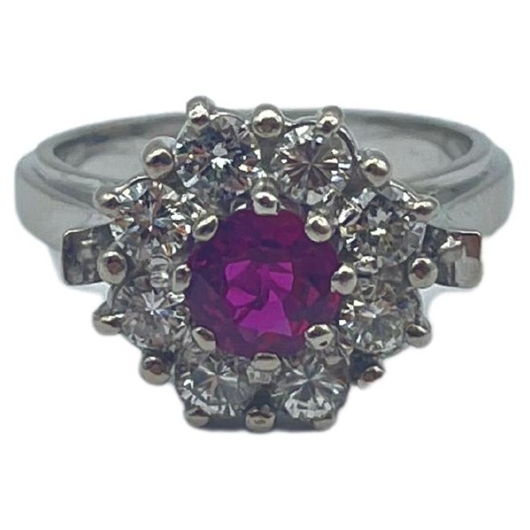 Exquisite White Gold Ring: A Radiant Rubellite Gemstone Embraced by  Brilliant For Sale at 1stDibs