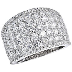 Exquisite Wide 3.98 Carat White Diamond Anniversary Band Cocktail Ring Pave Set