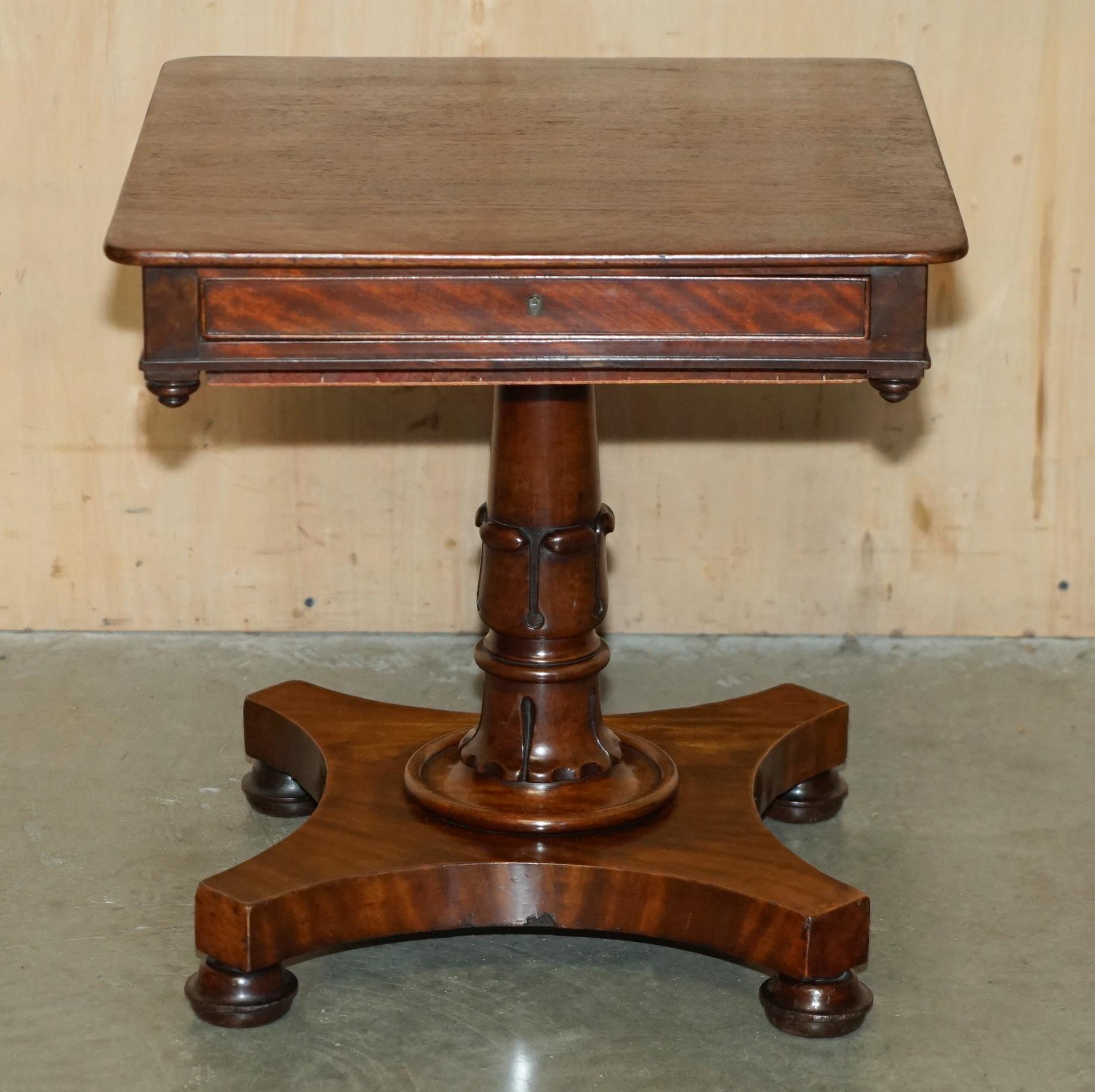 Royal House Antiques

Royal House Antiques is delighted to offer for sale this stunning, super decorative Antique circa 1830 William IV Flamed Mahogany sewing or work table of the finest quality that can be used as side end lamp or wine
