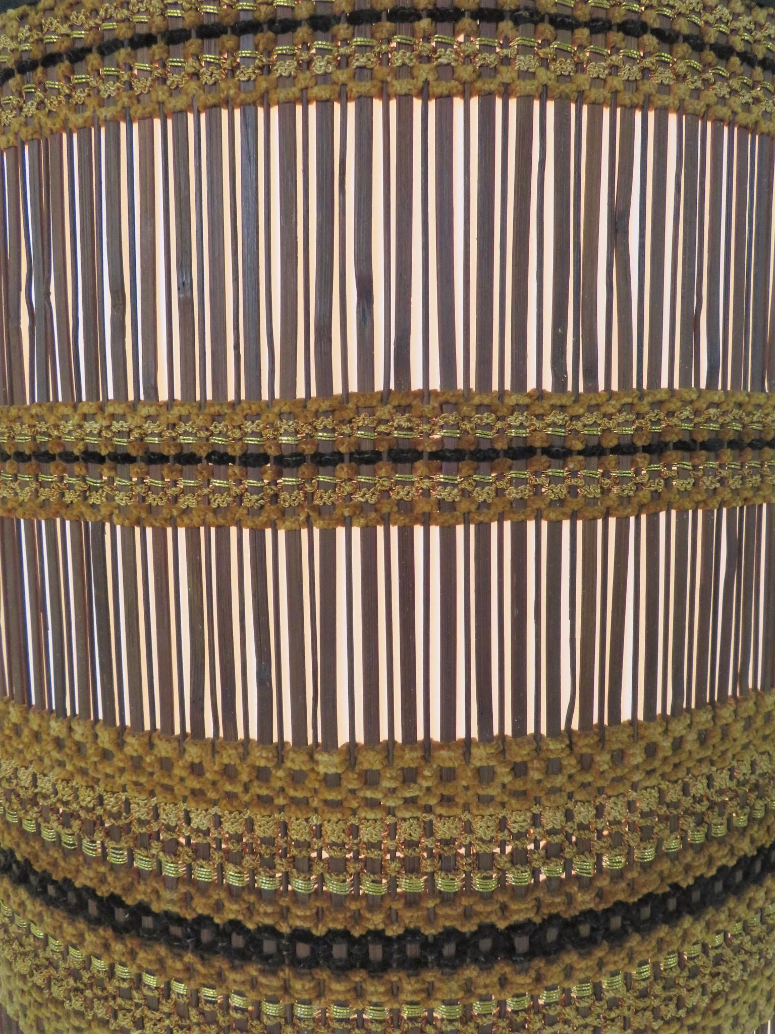 Exquisite Woven Chenille & Wood Maria Kipp Lampshade, Restored 3