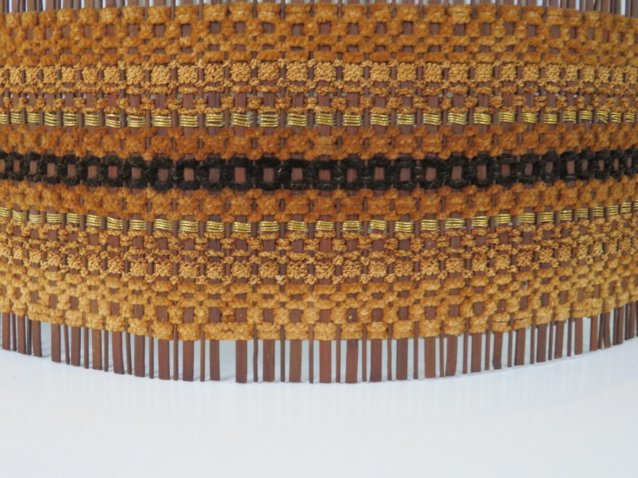 Hand-Woven Exquisite Woven Chenille & Wood Maria Kipp Lampshade, Restored