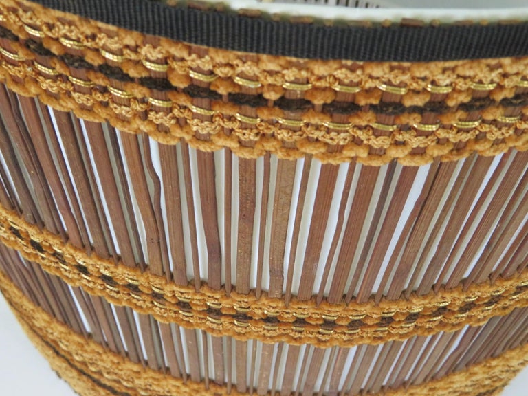 Exquisite Woven Chenille & Wood Maria Kipp Lampshade, Restored In Good Condition For Sale In Miami, FL