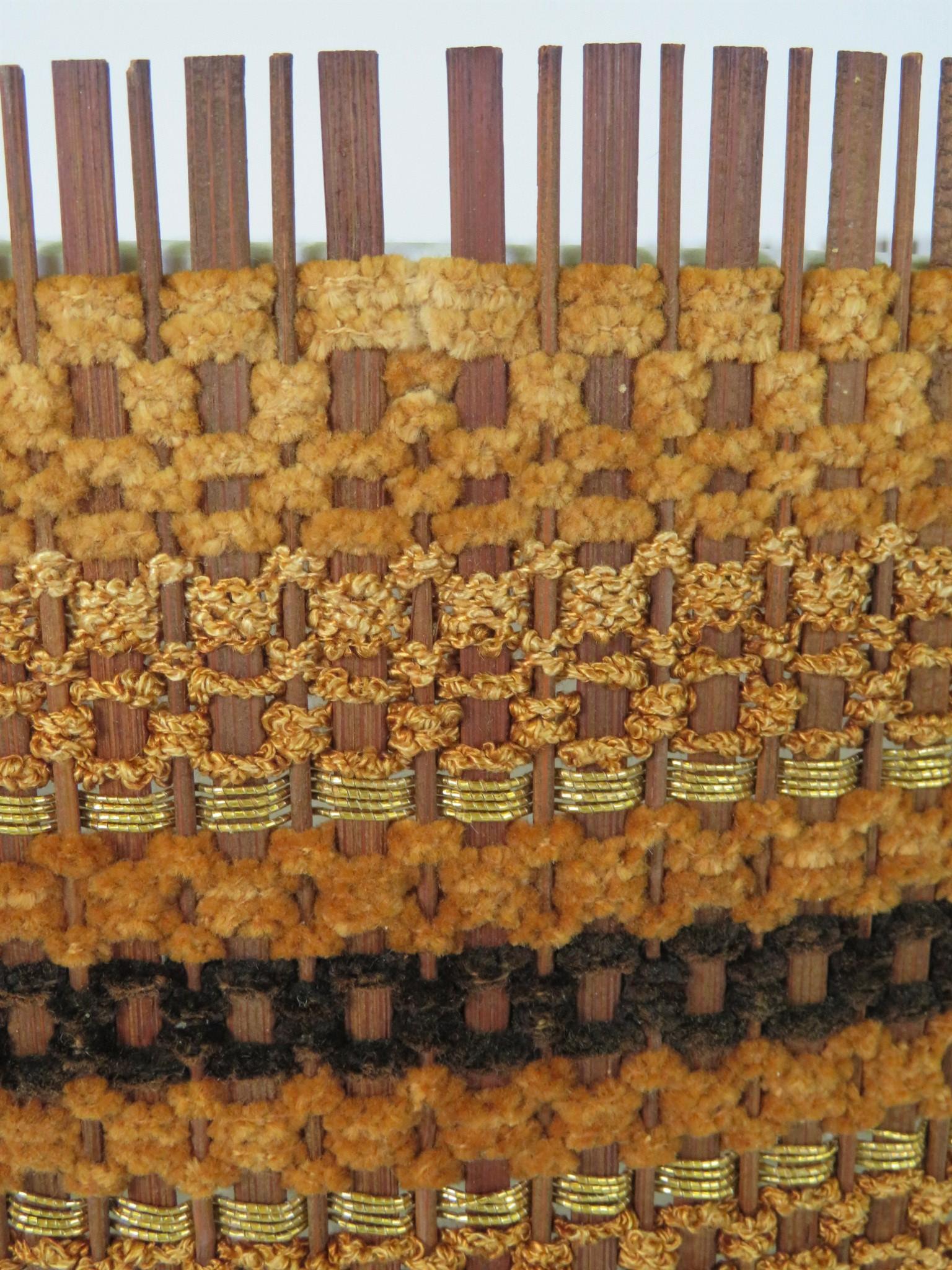 Exquisite Woven Chenille & Wood Maria Kipp Lampshade, Restored 1