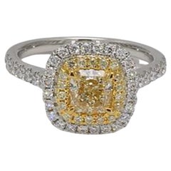 Exquisite Yellow and White Diamond Engagement Ring 1.61cts TW