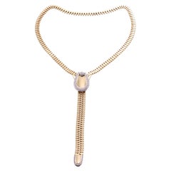 Vintage Exquisite Yellow Gold and Diamond Zipper Necklace