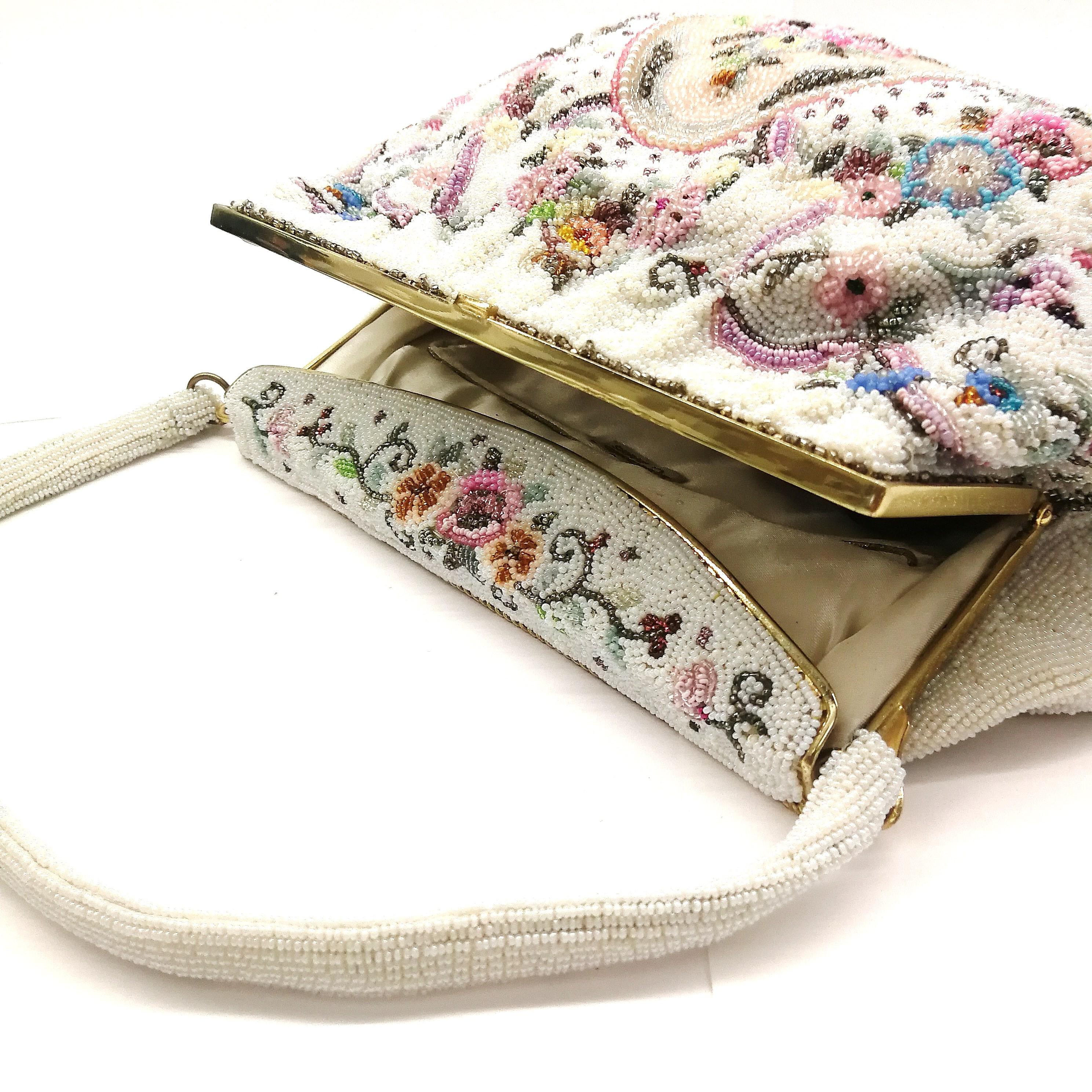 Exquisitely beaded handbag, with floral motifs, Morabito, Paris, 1950s 1