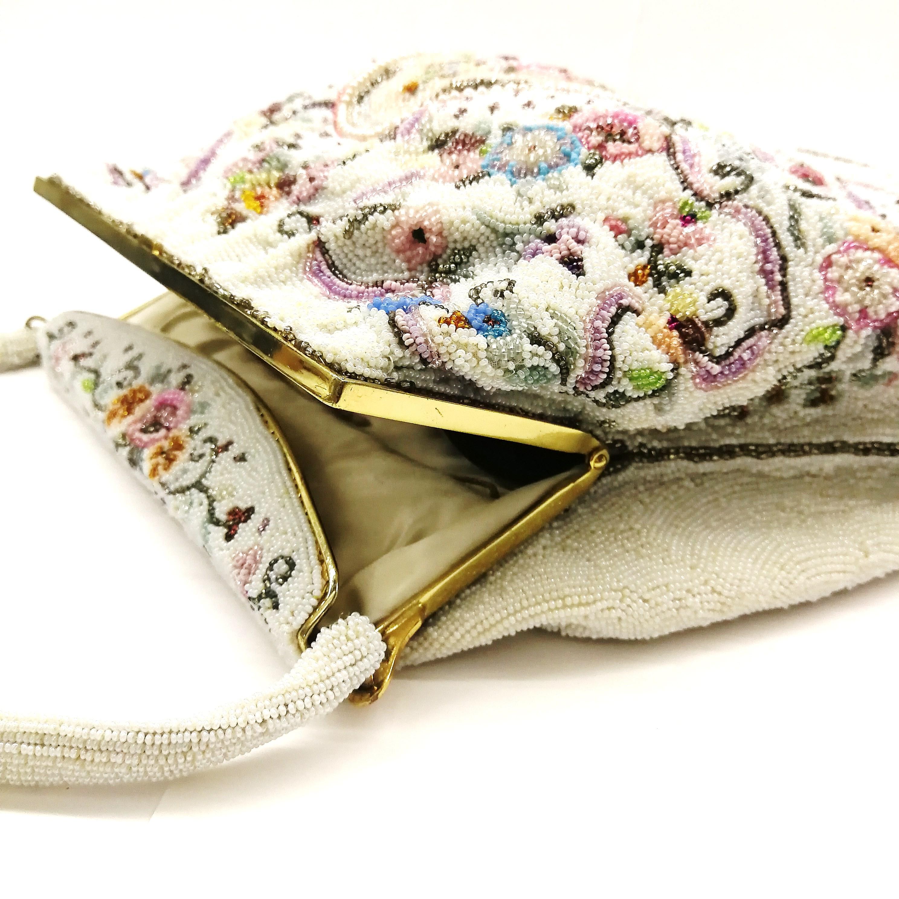 Exquisitely beaded handbag, with floral motifs, Morabito, Paris, 1950s 2