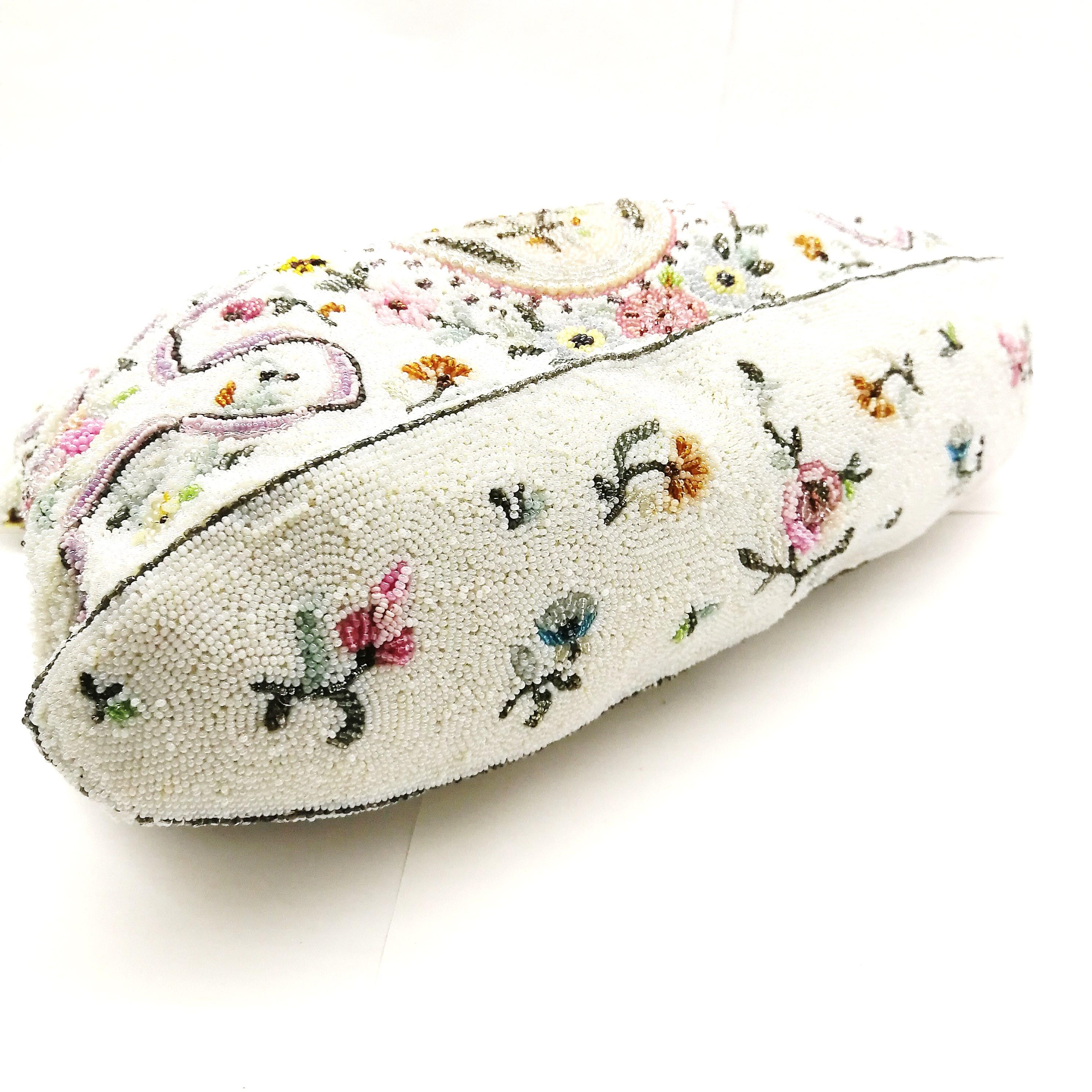 Exquisitely beaded handbag, with floral motifs, Morabito, Paris, 1950s 4
