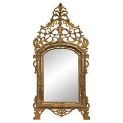 Espejo Dorado Francés Rococo Exquisitamente Tallado - Siglo XVIII