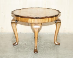 Exquisitely Hand Carved Burr Walnut Coffee Cocktail Table Cabriole Legs